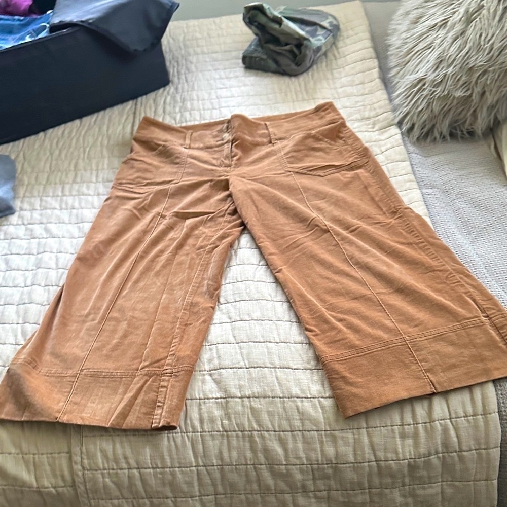 bebe Tan Cropped Wide-Leg Pants